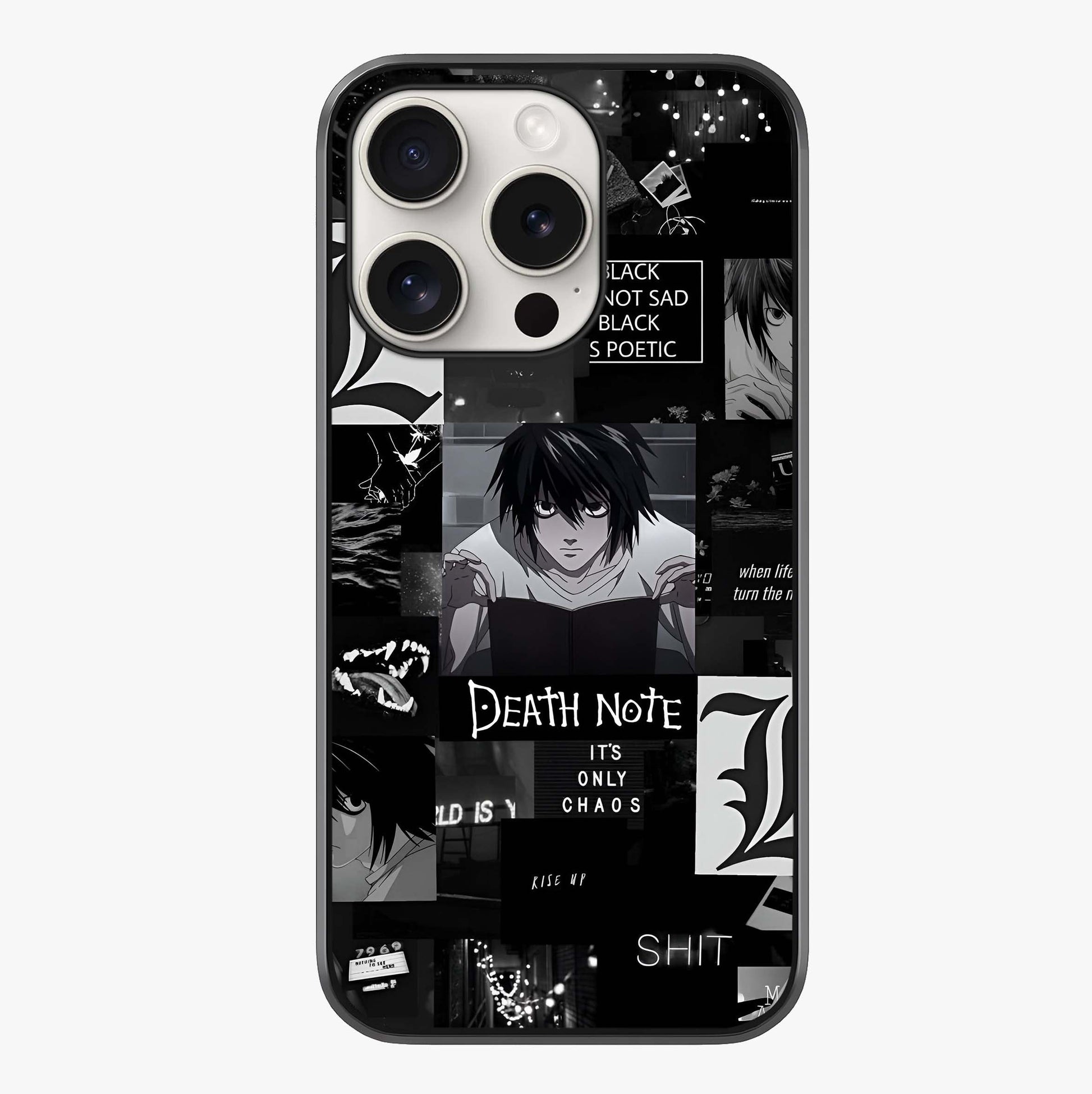 Midnight Chaos Mind Glass Case showing full back design in clean flat view with glossy glass finish.