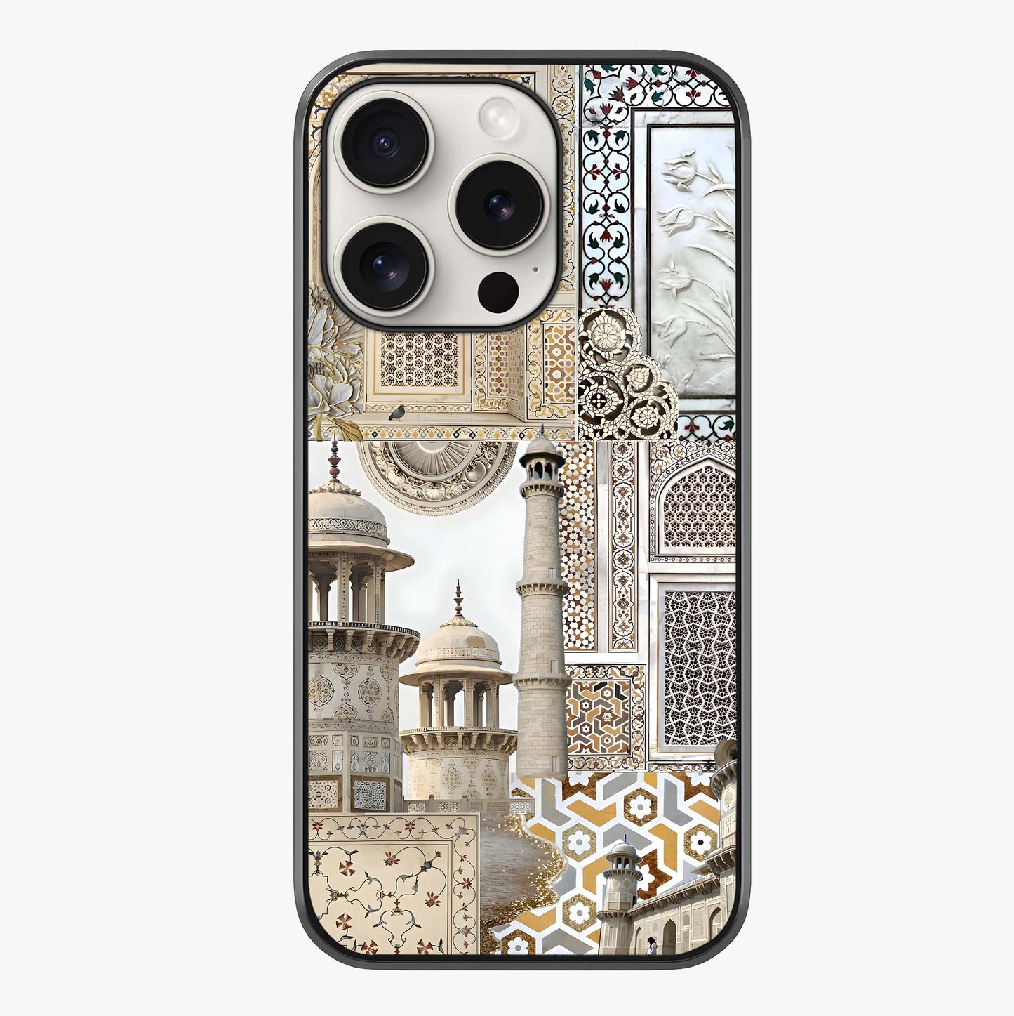 Mughal Marble Legacy Glass Case showing full back design in clean flat view with glossy glass finish.