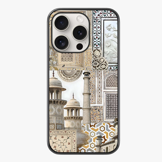 Mughal Marble Legacy Glass Case showing full back design in clean flat view with glossy glass finish.