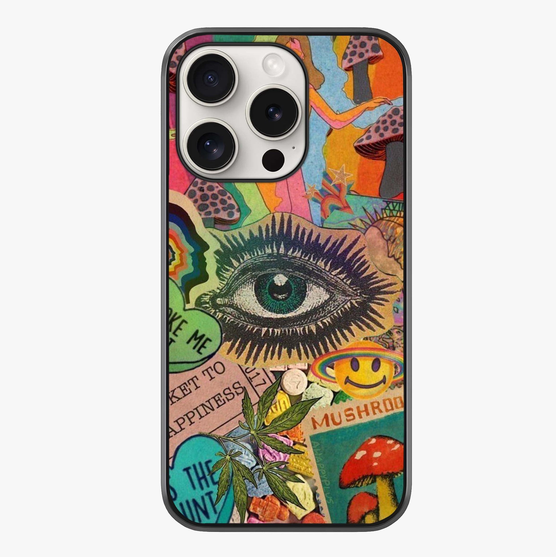 Mystic Eye Wonderland Glass Case showing full back design in clean flat view with glossy glass finish.