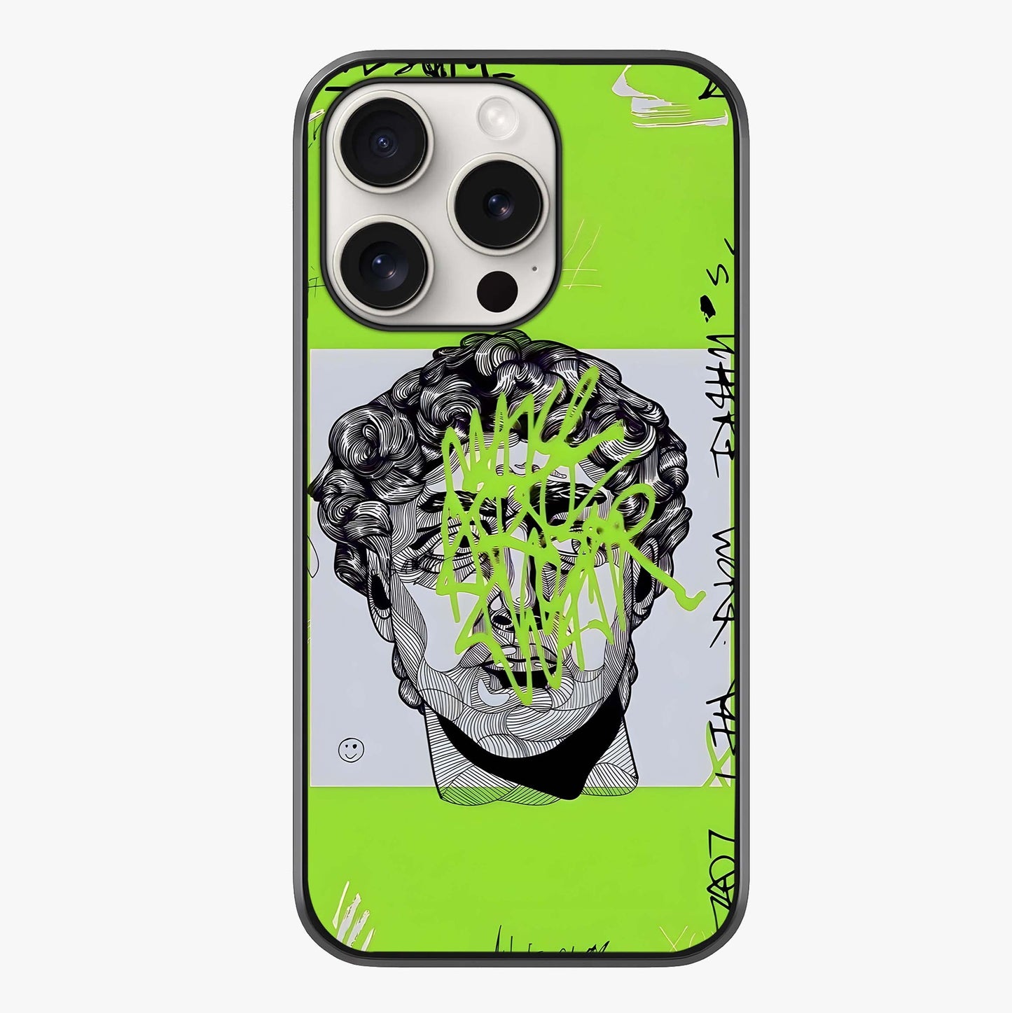 Neo Graffiti Rebellion Glass Case showing full back design in clean flat view with glossy glass finish.