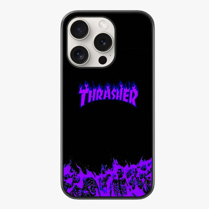 Neon Flame Riot Glass Case showing full back design in clean flat view with glossy glass finish.