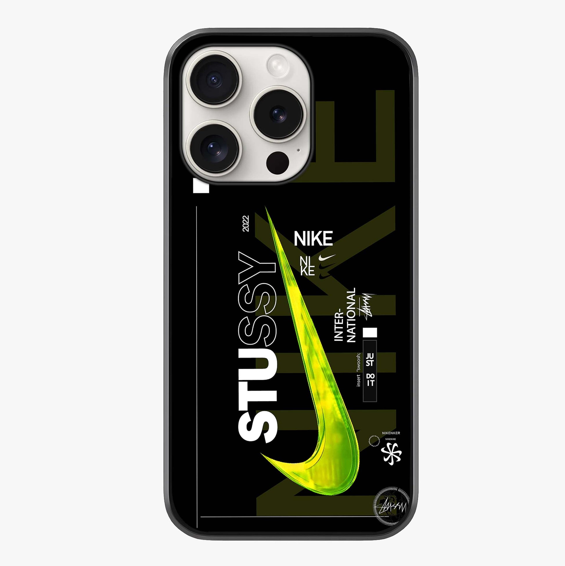 Neon Street Edition Glass Case showing full back design in clean flat view with glossy glass finish.