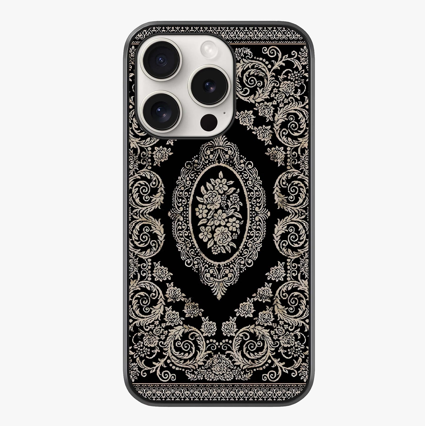 Noir Bloom Elegance Glass Case showing full back design in clean flat view with glossy glass finish.