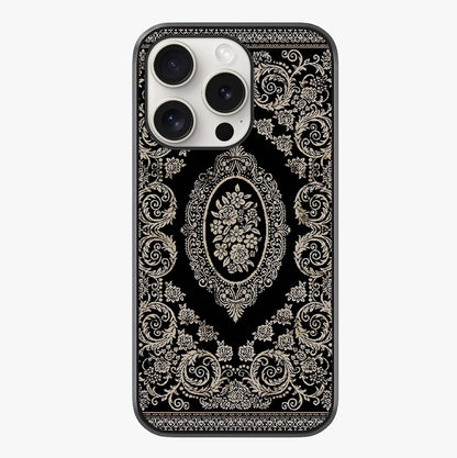 Noir Bloom Elegance Glass Case showing full back design in clean flat view with glossy glass finish.