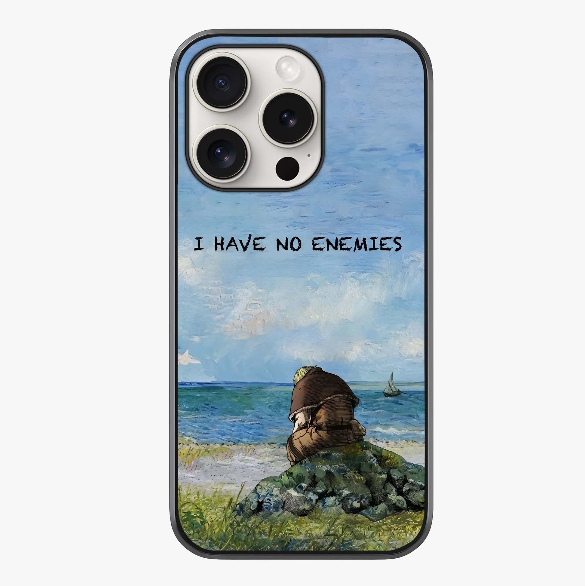 Peace Beyond War Glass Case showing full back design in clean flat view with glossy glass finish.