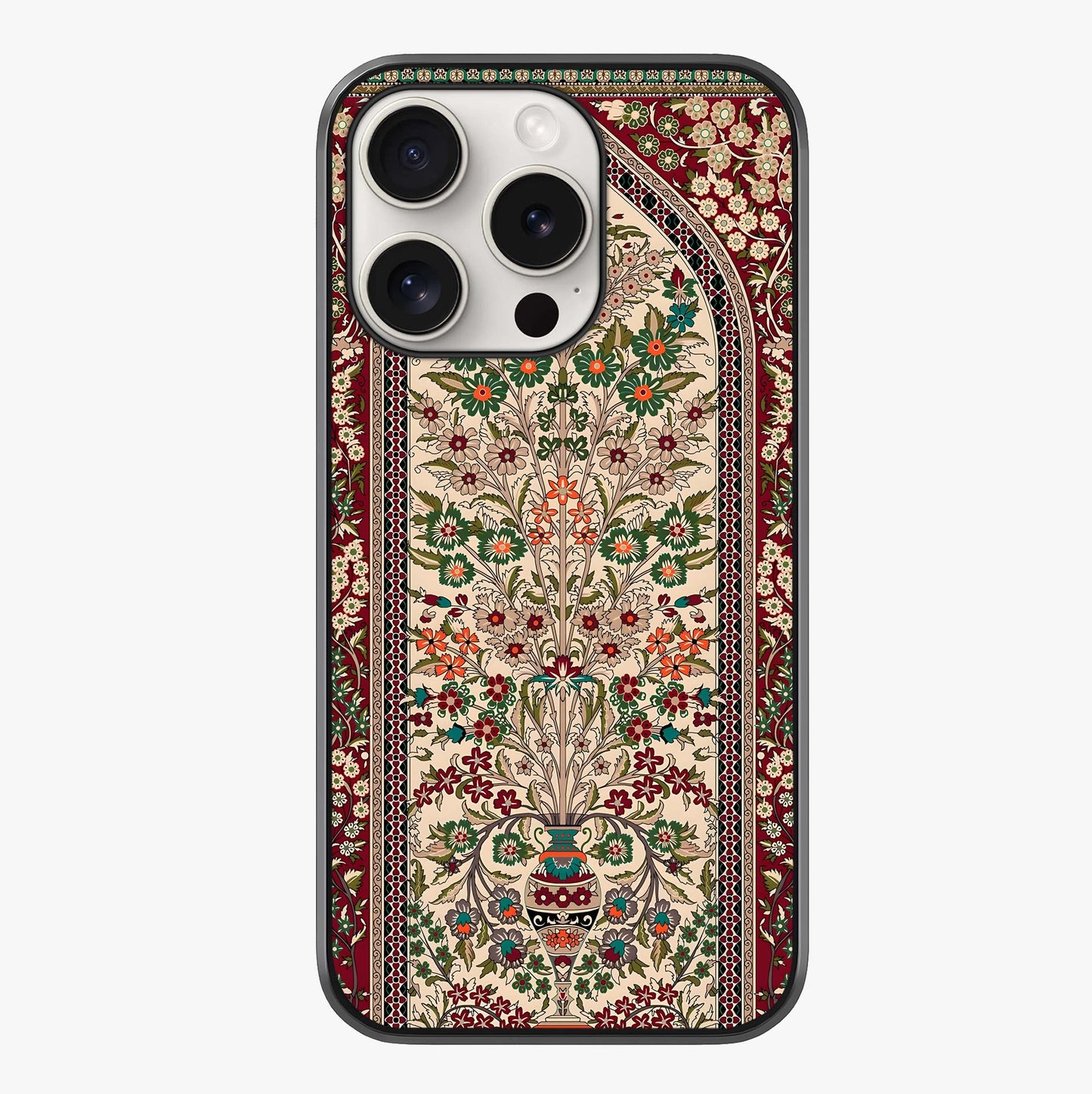 Persian Inspired Glass Case showing full back design in clean flat view with glossy glass finish.