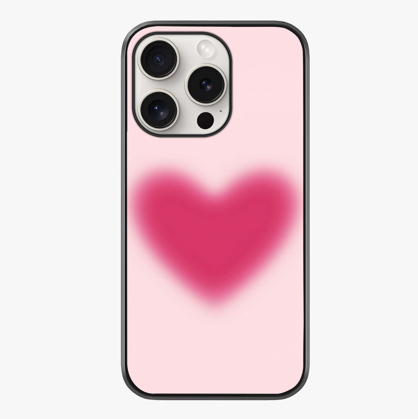Pink Aura Heart Glass Case showing full back design in clean flat view with glossy glass finish.
