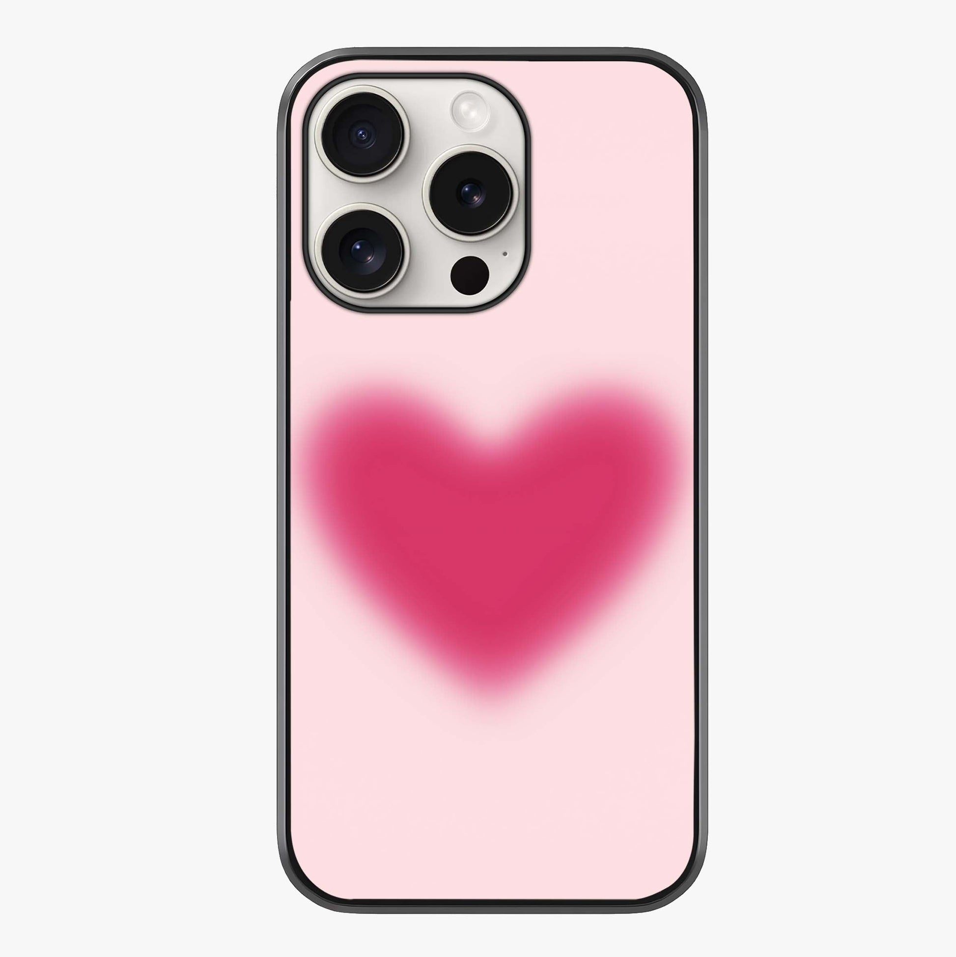 Pink Aura Heart Glass Case showing full back design in clean flat view with glossy glass finish.
