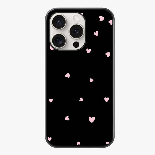 Pink Love Drops Glass Case showing full back design in clean flat view with glossy glass finish.