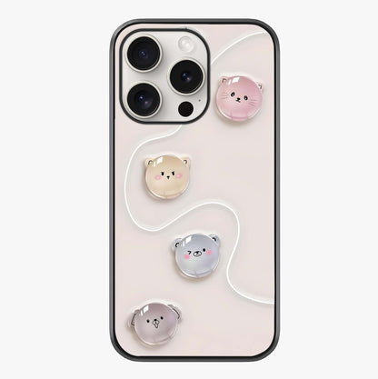 Puffy Face Parade Glass Case showing full back design in clean flat view with glossy glass finish.