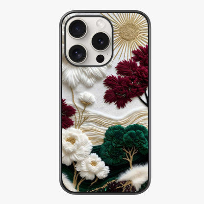 Radiant Bloom Elegance Glass Case showing full back design in clean flat view with glossy glass finish.
