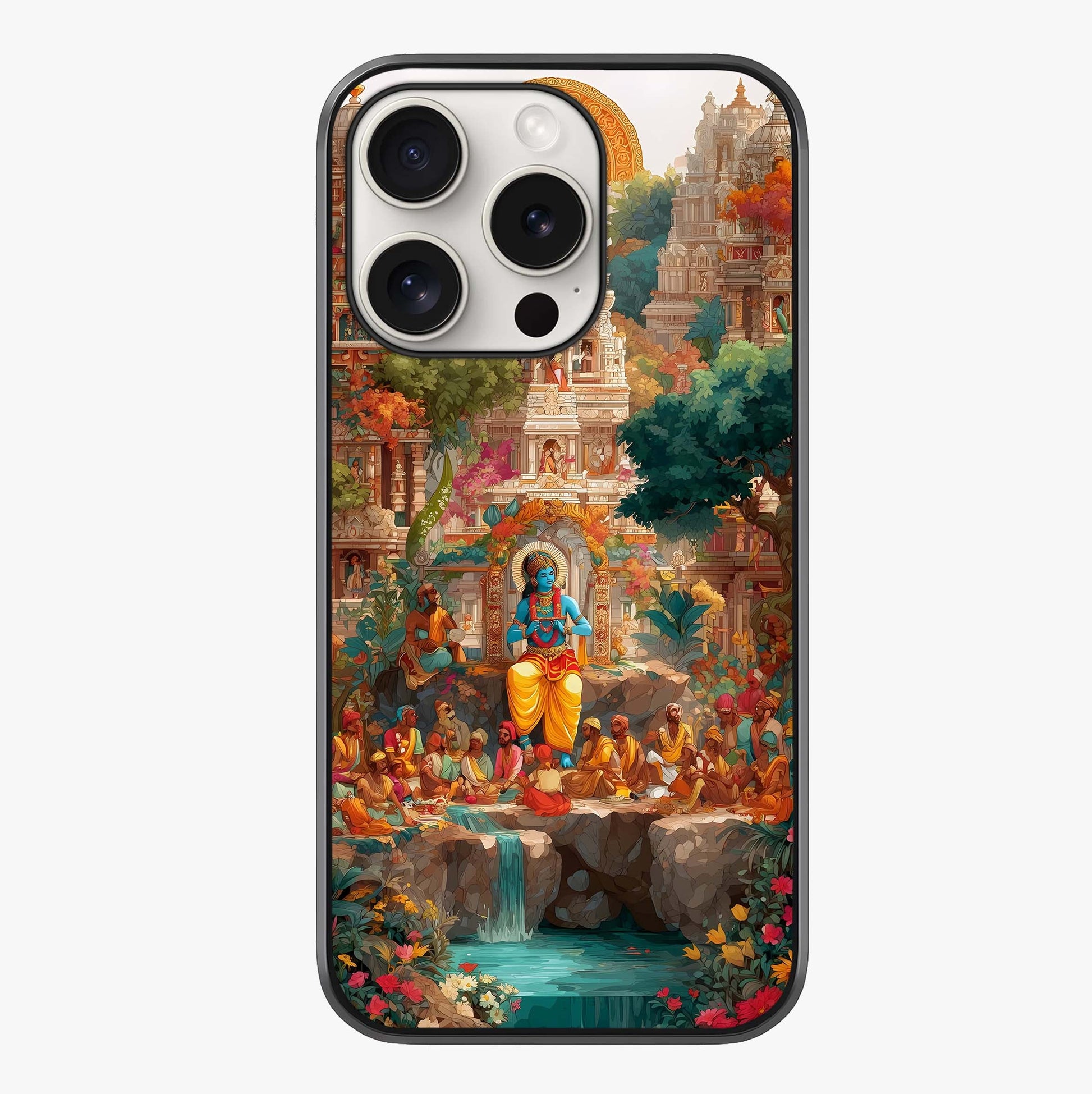 Sacred Sunlight Gods Glass Case showing full back design in clean flat view with glossy glass finish.