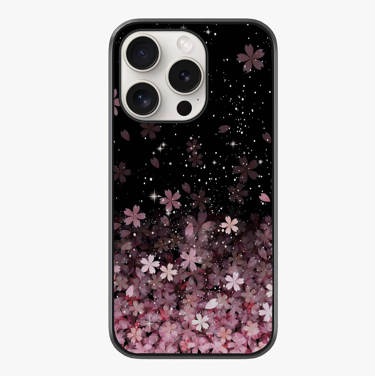Small Starry Flowers Glass Case showing full back design in clean flat view with glossy glass finish.