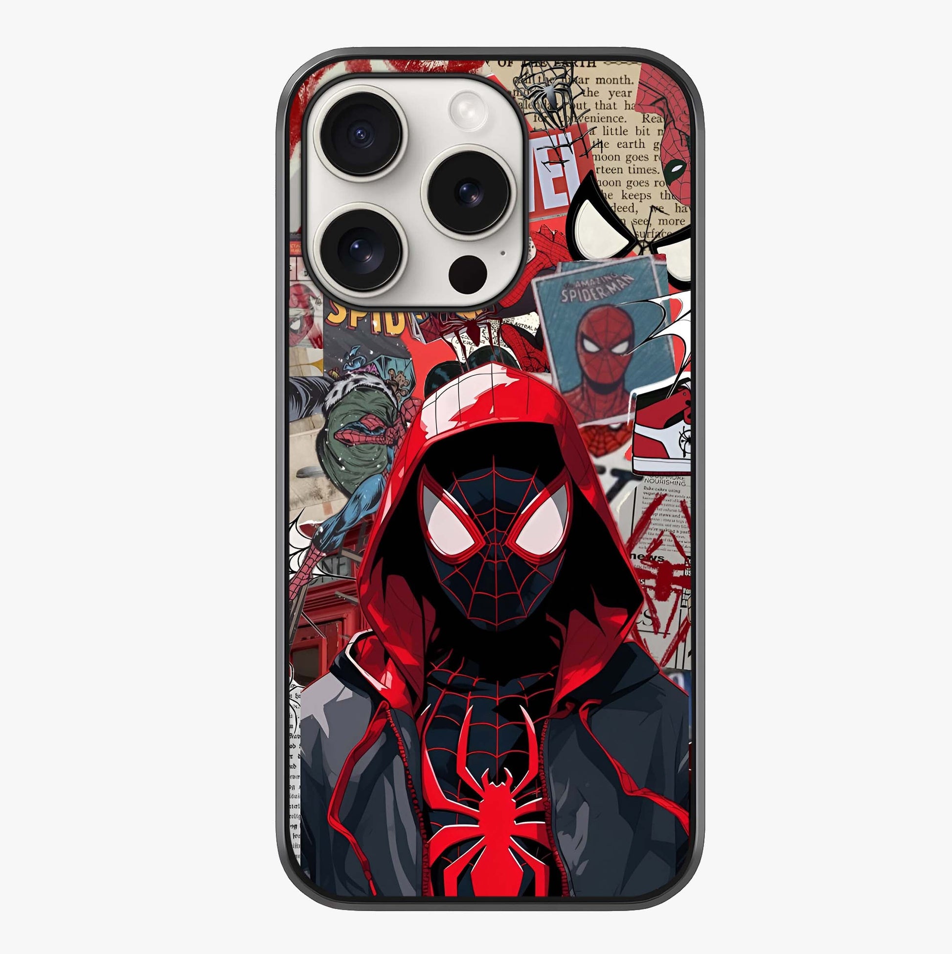 Spider Collage Street Glass Case showing full back design in clean flat view with glossy glass finish.