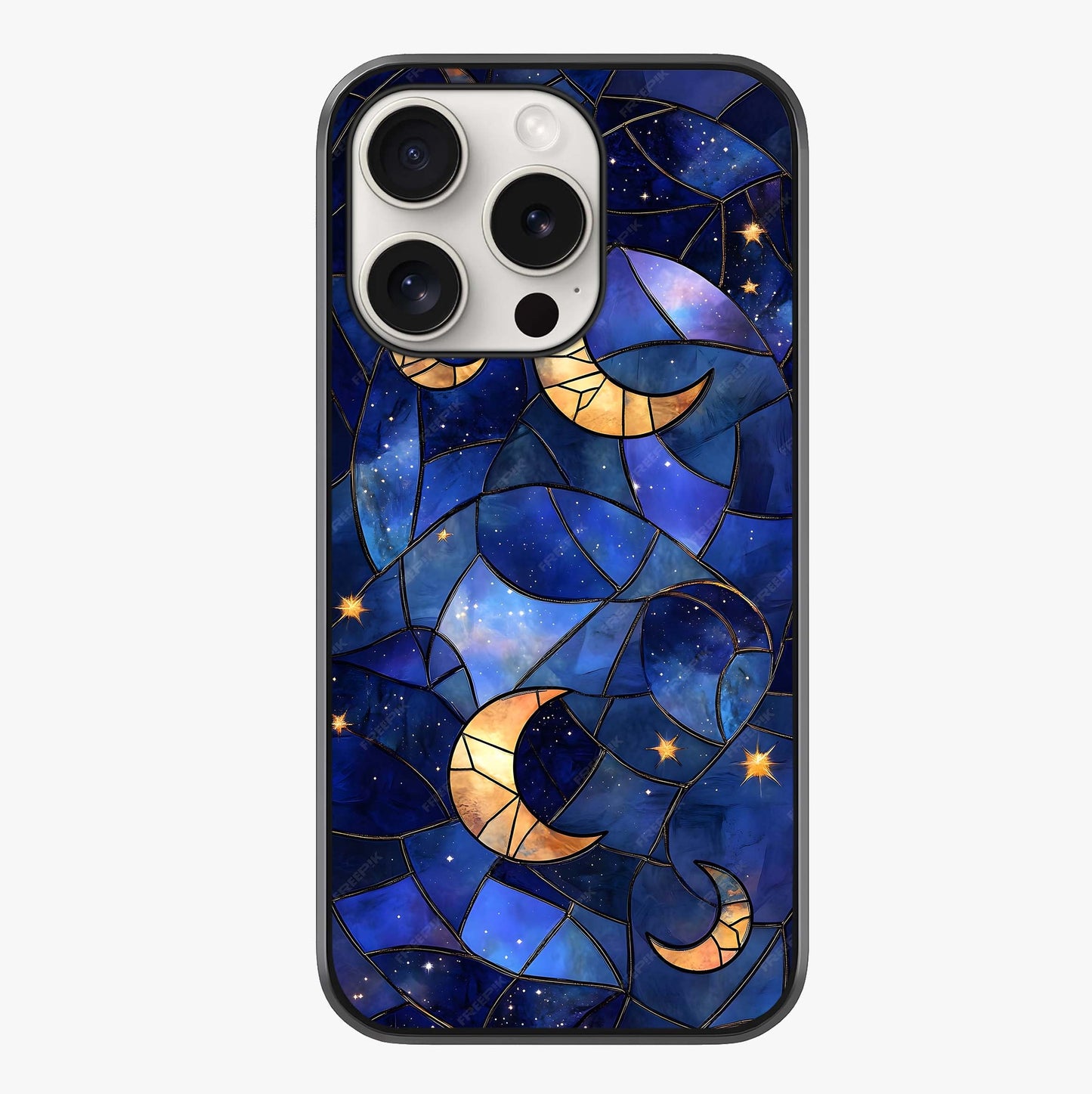 Starlit Sky Tapestry Glass Case showing full back design in clean flat view with glossy glass finish.