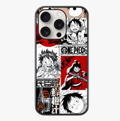 Strawhat Chaos Panels Glass Case showing full back design in clean flat view with glossy glass finish.