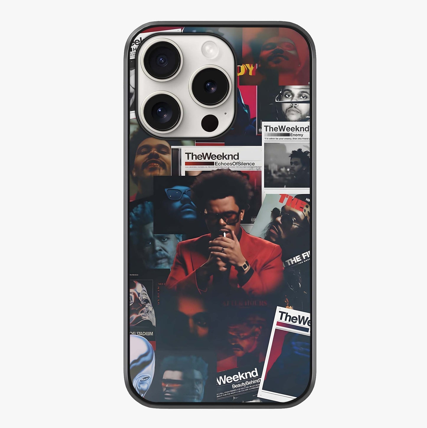 The Weeknd Glass Case showing full back design in clean flat view with glossy glass finish.