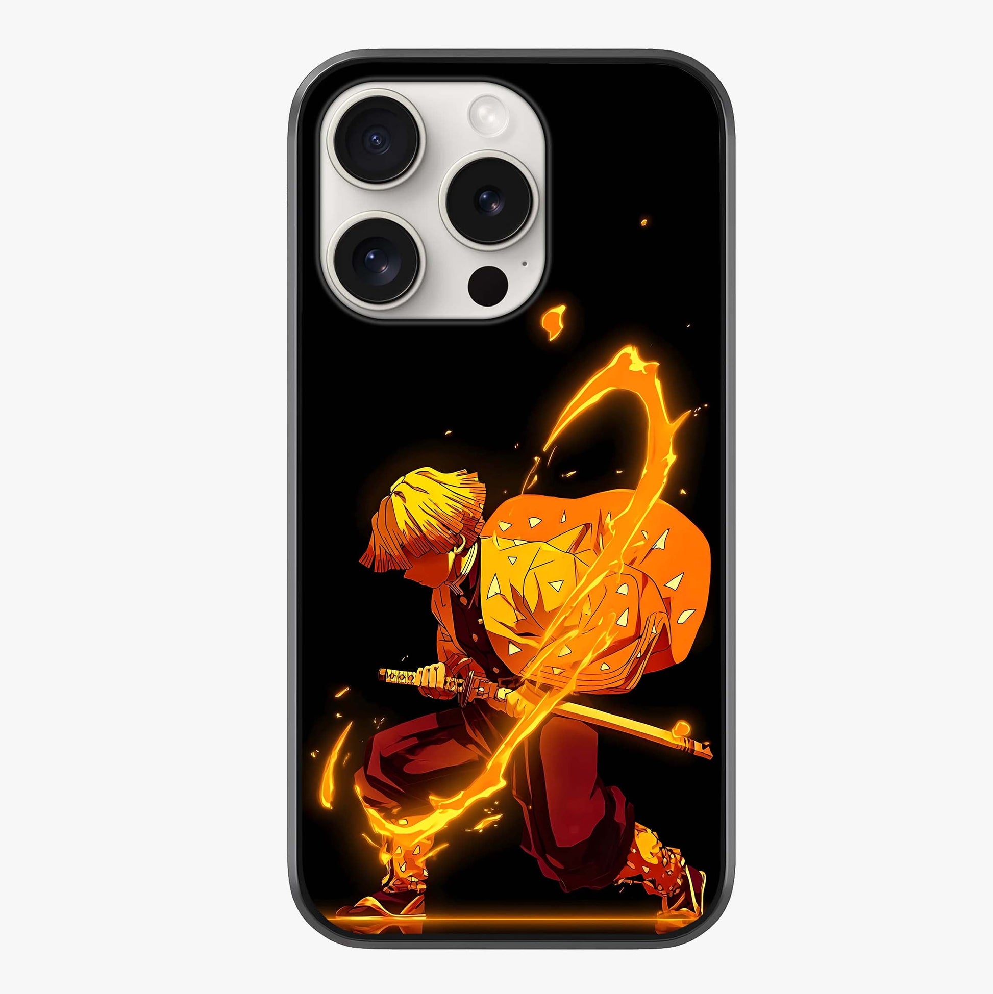 Thunder Flame Execution Glass Case showing full back design in clean flat view with glossy glass finish.
