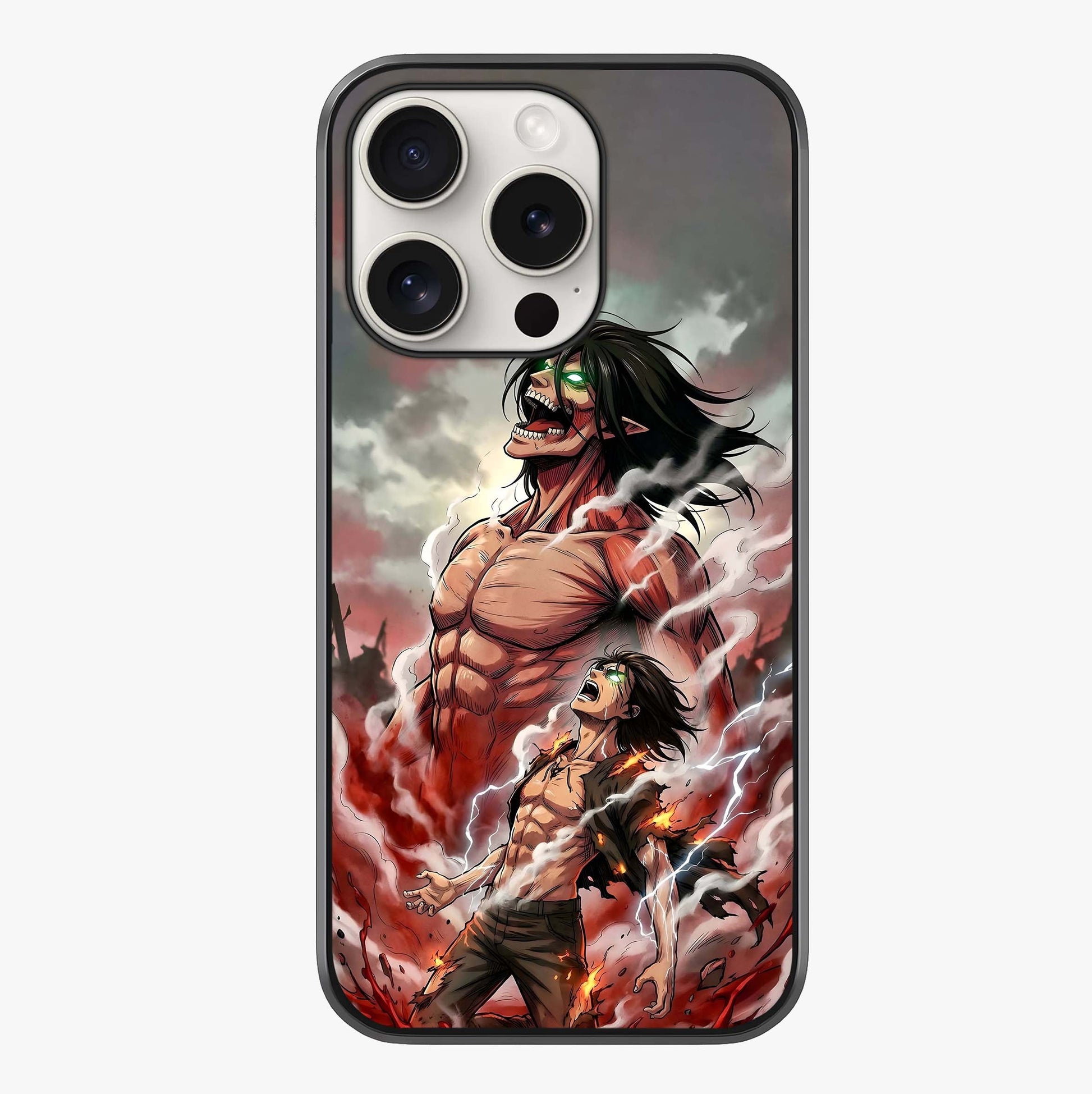 Titan Awakening Fury Glass Case showing full back design in clean flat view with glossy glass finish.
