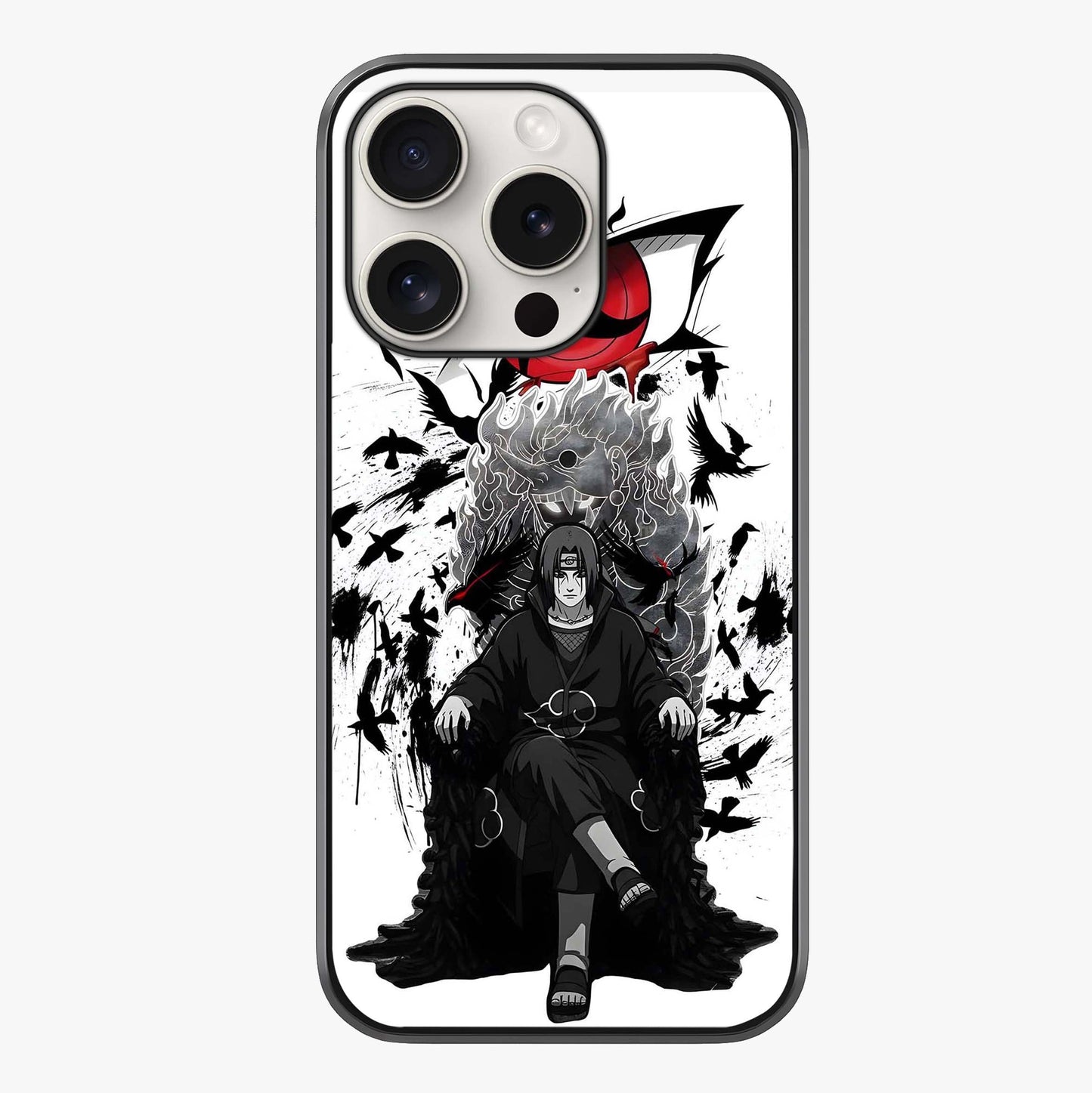 Uchiha Shadow Throne Glass Case showing full back design in clean flat view with glossy glass finish.