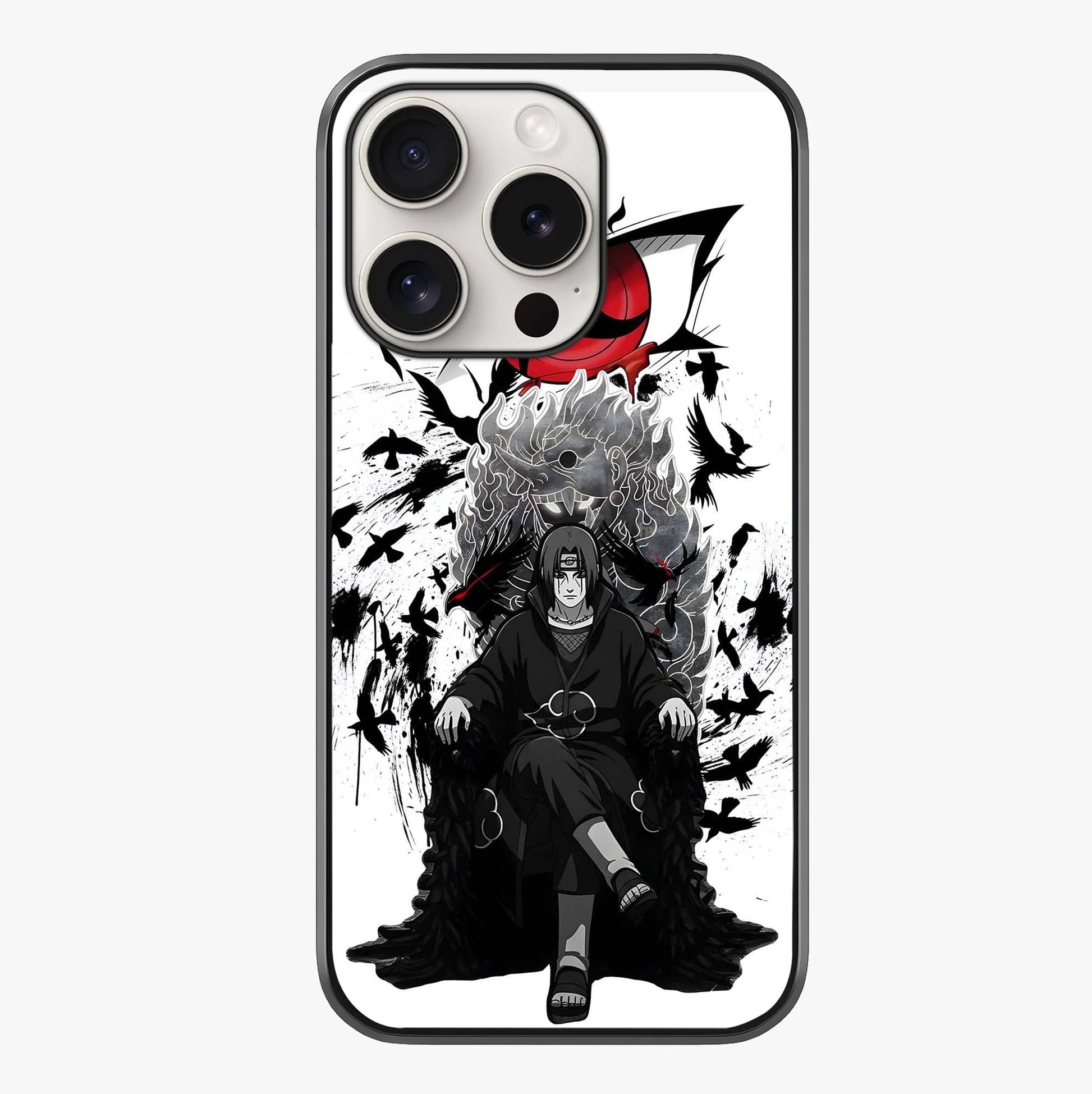Uchiha Shadow Throne Glass Case showing full back design in clean flat view with glossy glass finish.