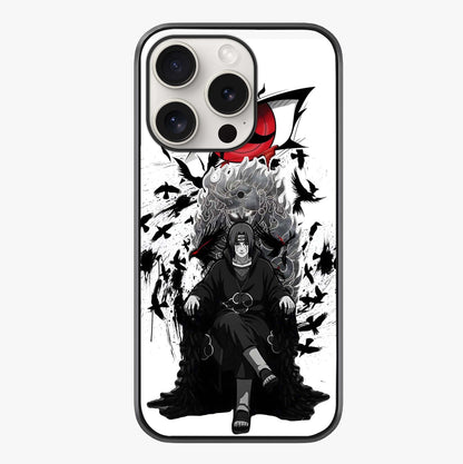 Uchiha Shadow Throne Glass Case showing full back design in clean flat view with glossy glass finish.