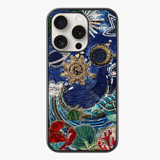 Universe Underwater Spark Glass Case showing full back design in clean flat view with glossy glass finish.