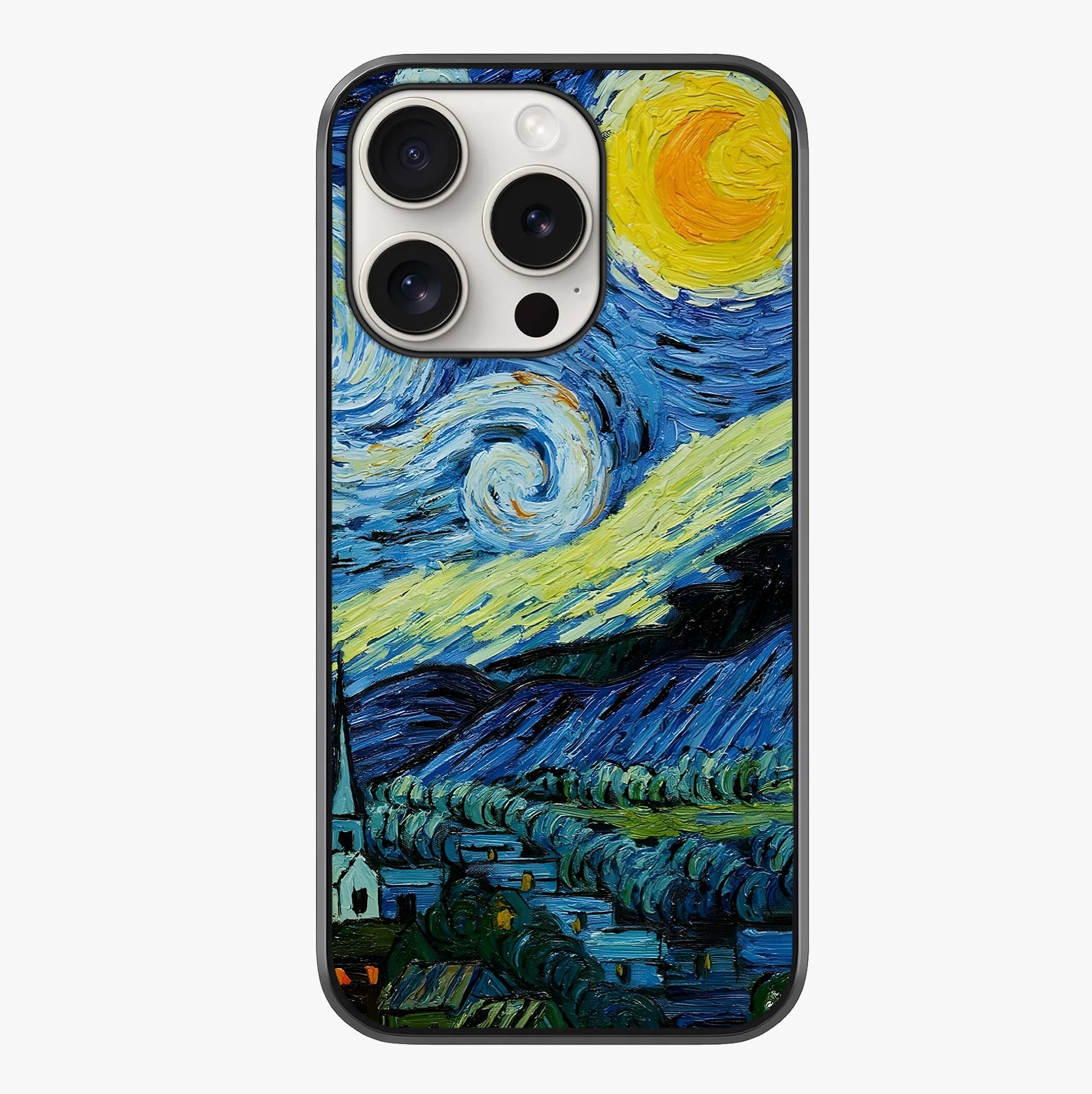 Van Gogh Art Glass Case showing full back design in clean flat view with glossy glass finish.