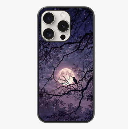 Whispering Moon Silence Glass Case showing full back design in clean flat view with glossy glass finish.