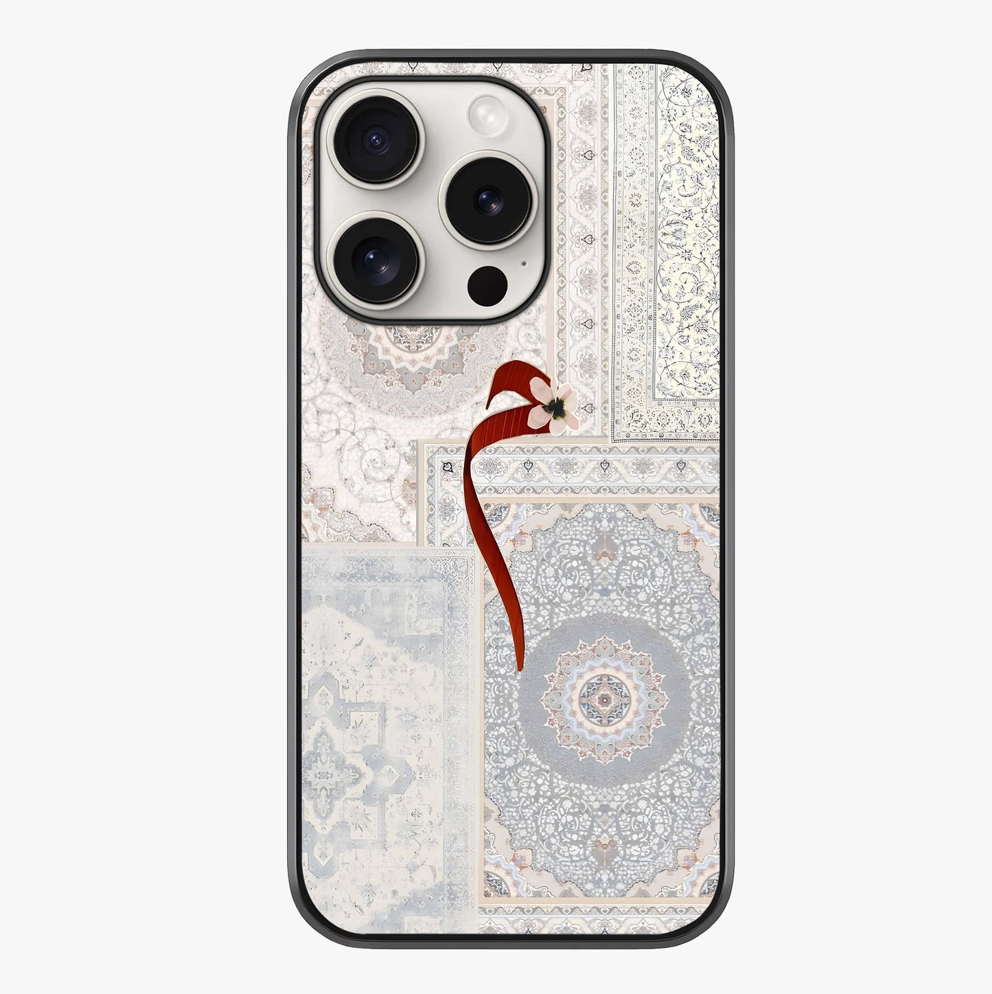 White Aesthetic Bow Glass Case showing full back design in clean flat view with glossy glass finish.