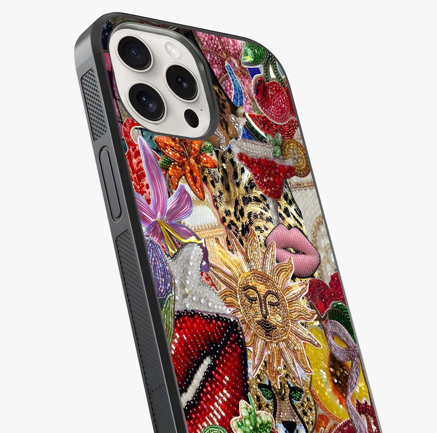 Beaded Fashion Jungle Glass Case captured at a warm angle highlighting gloss, texture and premium glass finish.
