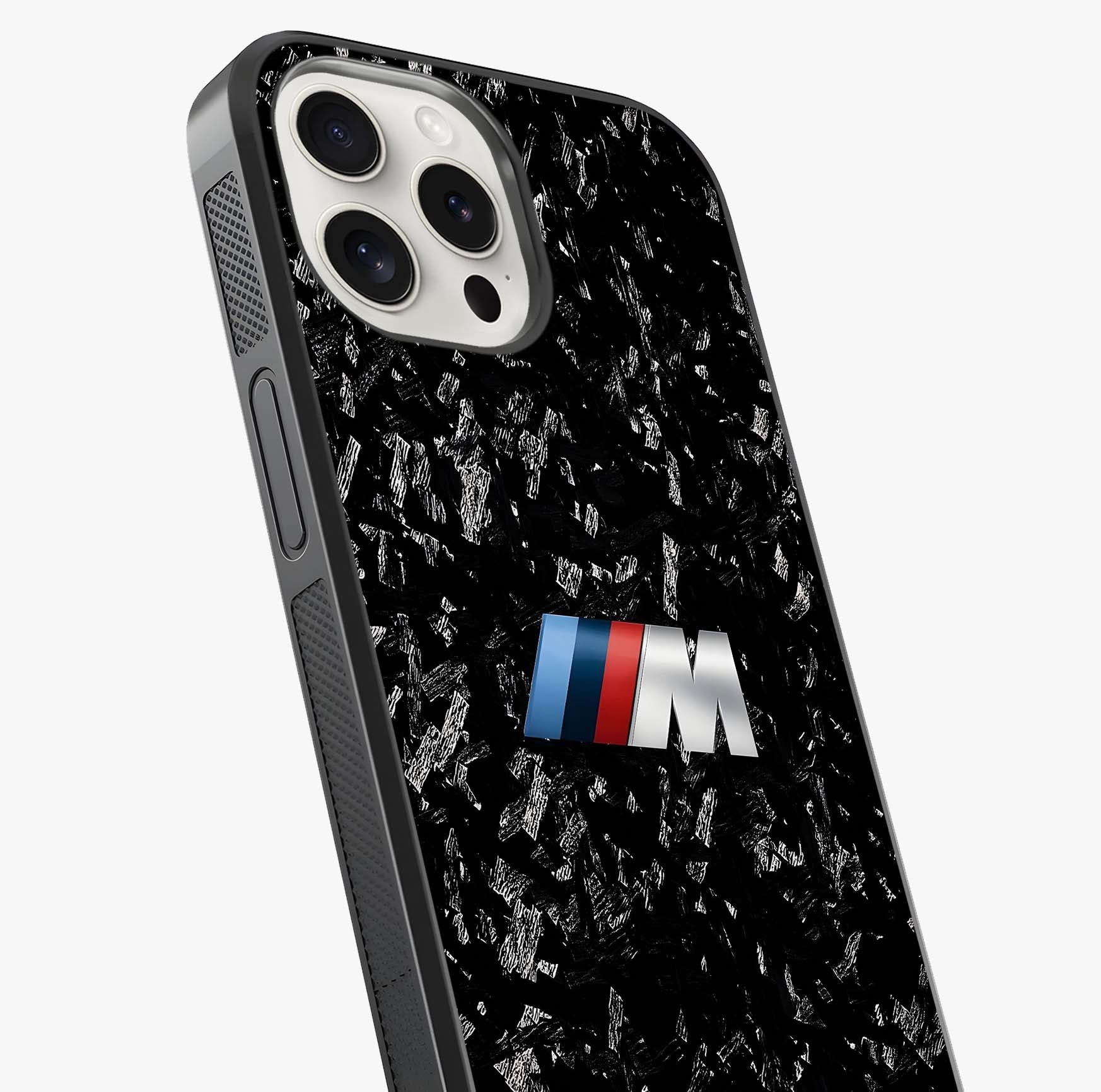 Carbon Speed Mark Glass Case captured at a warm angle highlighting gloss, texture and premium glass finish.