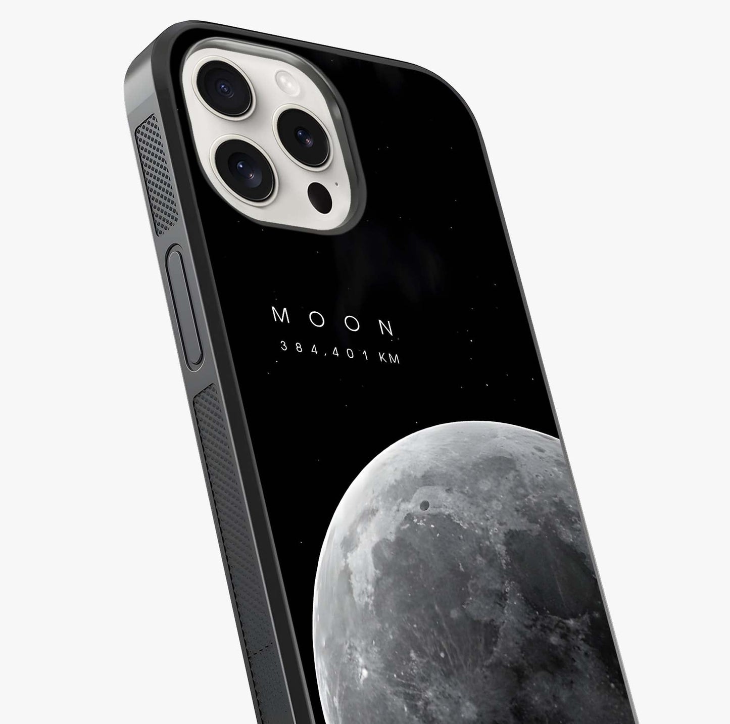 Cosmic Moon Glow Glass Case captured at a warm angle highlighting gloss, texture and premium glass finish.