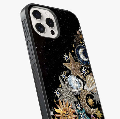 Cosmic Sparkle Dreams Glass Case captured at a warm angle highlighting gloss, texture and premium glass finish.