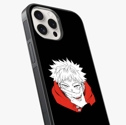 Crimson Chaos Smile Glass Case captured at a warm angle highlighting gloss, texture and premium glass finish.