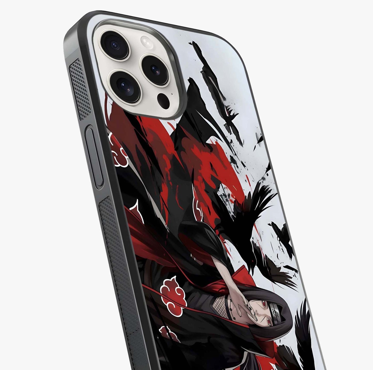 Crimson Crow Illusion Glass Case captured at a warm angle highlighting gloss, texture and premium glass finish.