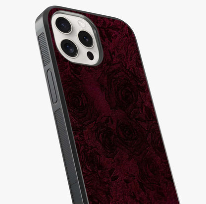 Crimson Fade Flow Glass Case captured at a warm angle highlighting gloss, texture and premium glass finish.