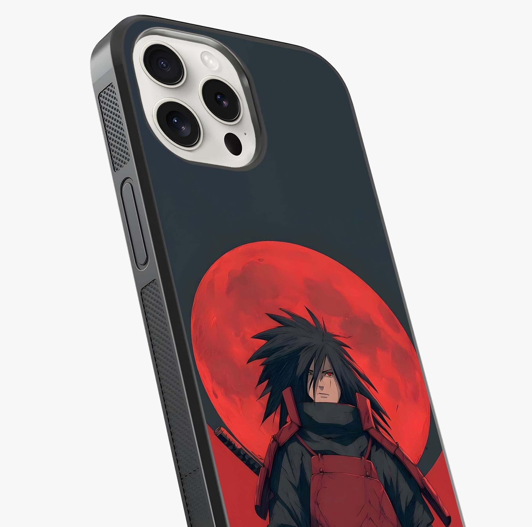 Crimson Moon Warlord Glass Case captured at a warm angle highlighting gloss, texture and premium glass finish.