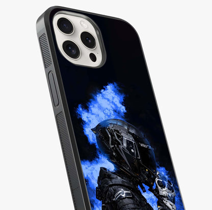 Cyber Sentinel Protocol Glass Case captured at a warm angle highlighting gloss, texture and premium glass finish.