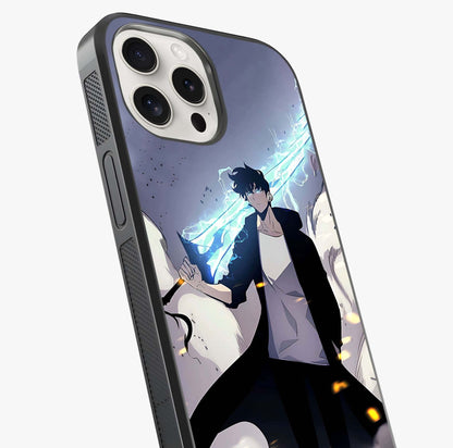 Dark Lightning Anime Warrior Glass Case captured at a warm angle highlighting gloss, texture and premium glass finish.