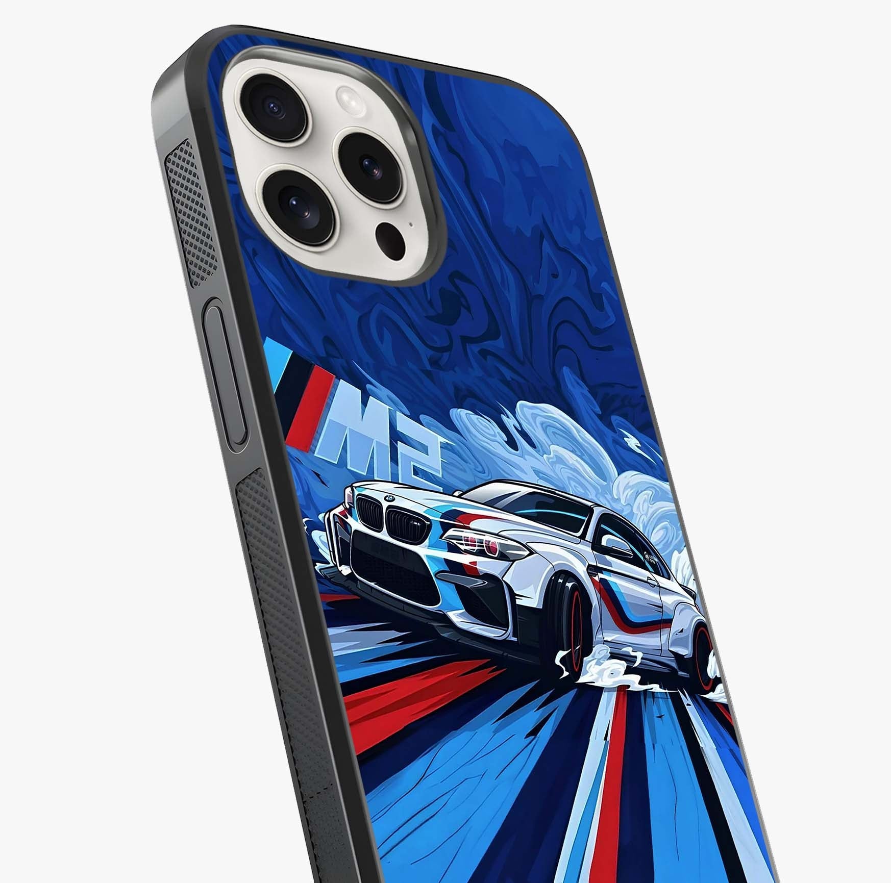 Drift Power Rush Glass Case captured at a warm angle highlighting gloss, texture and premium glass finish.