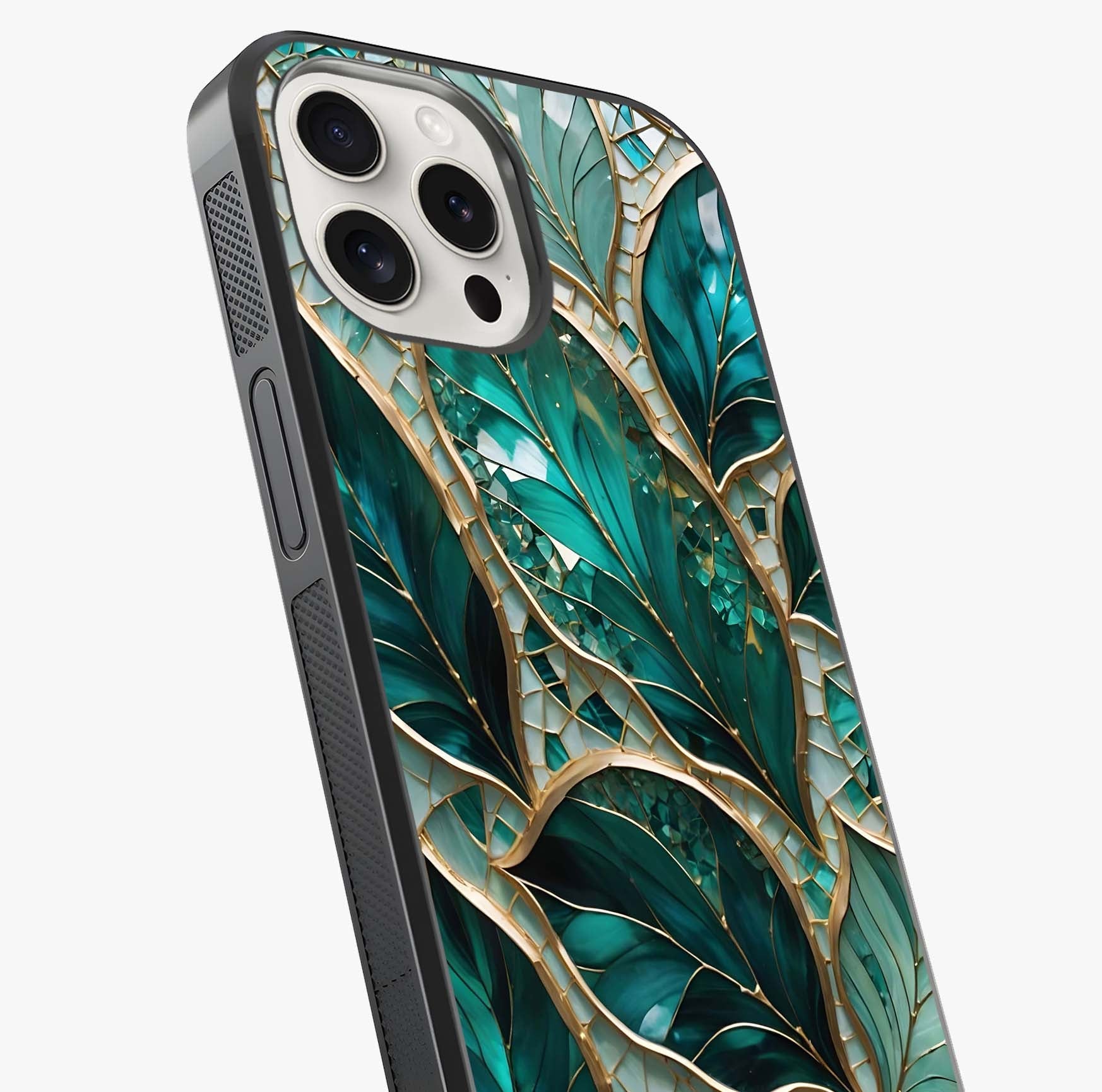 Emerald Leaf Glass Glass Case captured at a warm angle highlighting gloss, texture and premium glass finish.