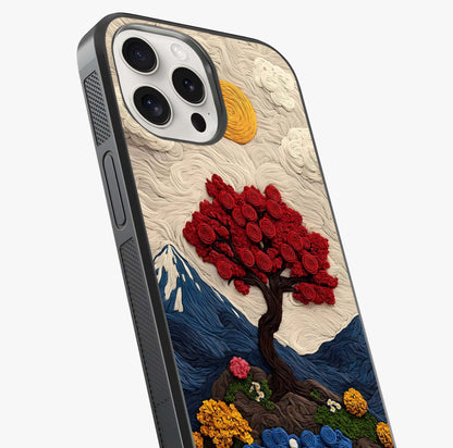 Eternal Nature Tapestry Glass Case captured at a warm angle highlighting gloss, texture and premium glass finish.