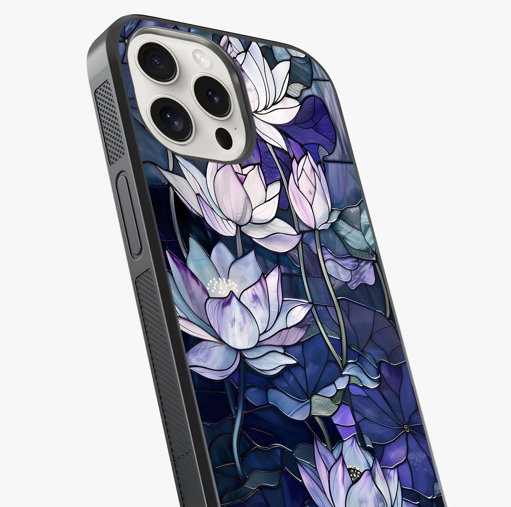 Gloss Petal Rush Glass Case captured at a warm angle highlighting gloss, texture and premium glass finish.