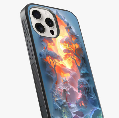 Glow Forest Portal Glass Case captured at a warm angle highlighting gloss, texture and premium glass finish.