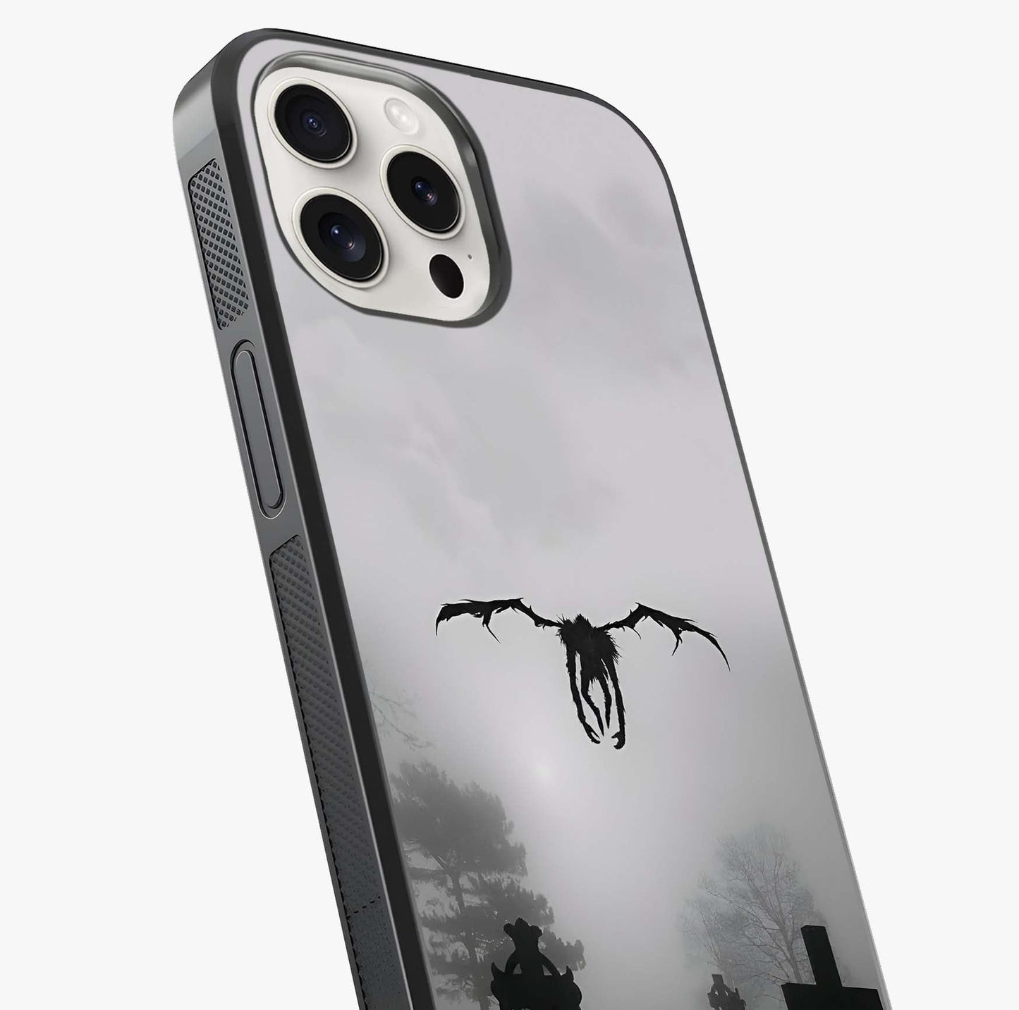 Graveyard Shadow Descent Glass Case captured at a warm angle highlighting gloss, texture and premium glass finish.
