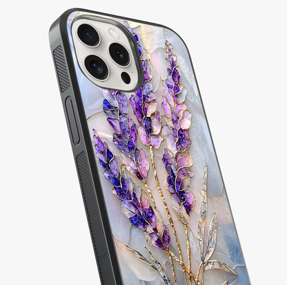 Lavender Dream Glow Glass Case captured at a warm angle highlighting gloss, texture and premium glass finish.