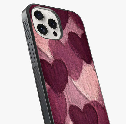 Layered Paper Hearts Glass Case captured at a warm angle highlighting gloss, texture and premium glass finish.
