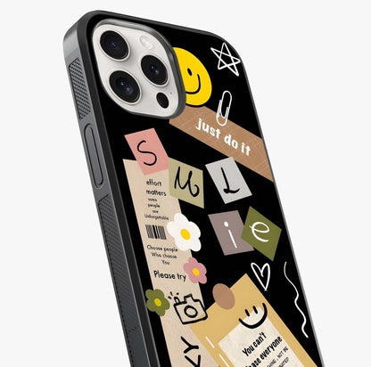 Lucky Aesthetic Collage Glass Case captured at a warm angle highlighting gloss, texture and premium glass finish.